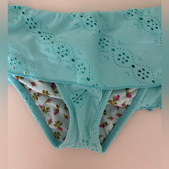 y2k Betsey Johnson Aqua and Lime Green Eyelet and Mesh Bikini 
Size: Small
EUC - Picture 12 of 16